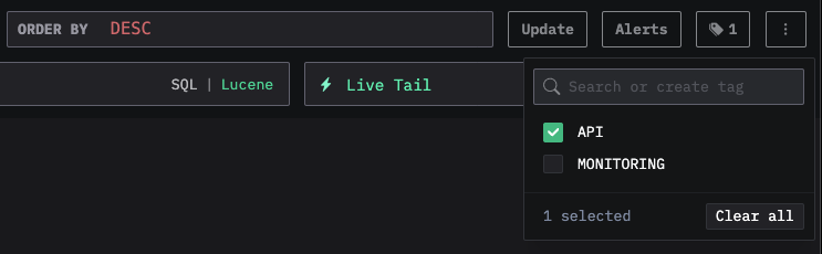 저장된 검색에서의 태그