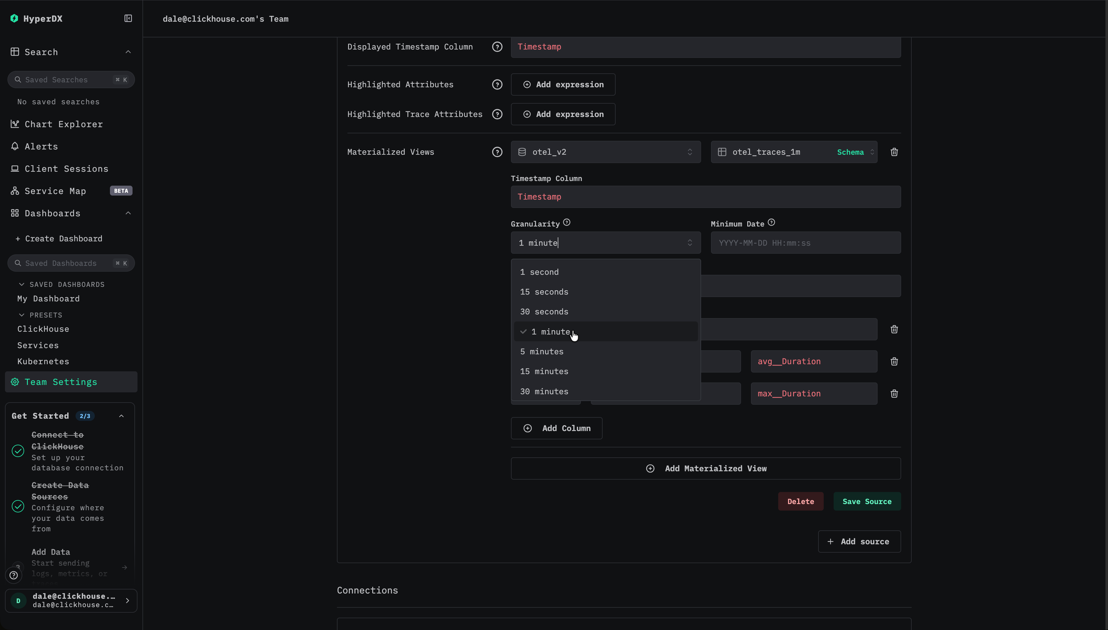 시간 단위 선택